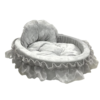 Elegant grey wedding-themed pet bed without ribbon, blending chic design with dreamy pet comfort.