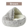Luxurious brown faux fur pet bed, a cozy nook providing a perfect blend of comfort and security for pets.