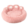 Soft pink paw-shaped pet bed with fluffy texture and light pink toe pads, offering a dreamy and cozy rest area for pets.